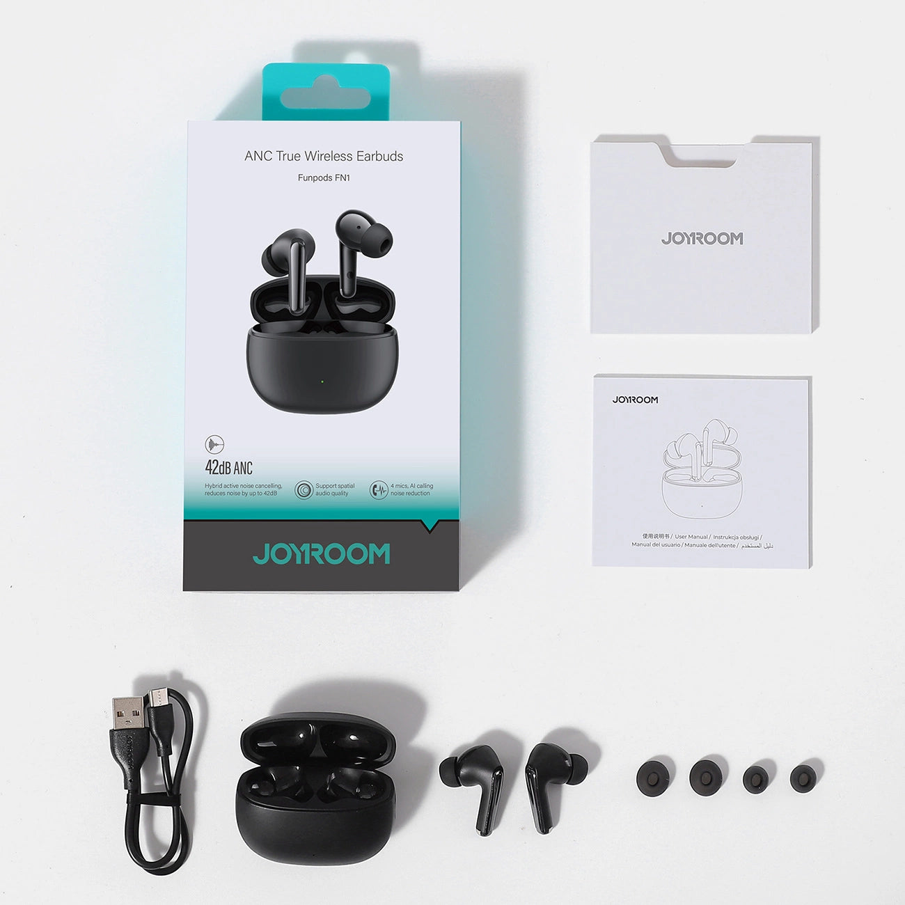 Joyroom Funpods JR-FN1 wireless in-ear TWS Bluetooth 5.4 ANC ENC headphones - black_7