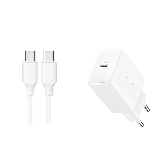 Joyroom JR-TCF20 USB-C PD 20W network charger - white + USB-C / USB-C cable 1m_0