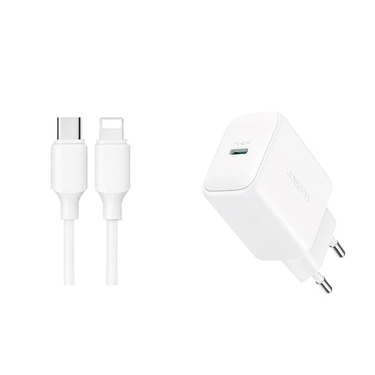 Joyroom JR-TCF20 USB-C PD 20W network charger - white + USB-C / Lightning cable 1m_0