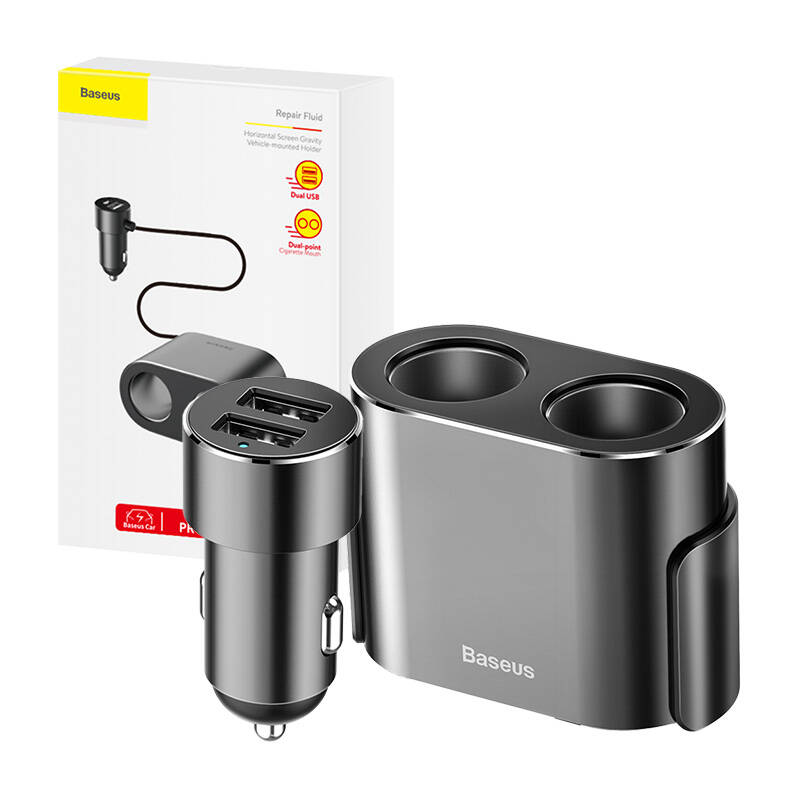 Baseus CRDYQ-01 splitter 2x cigarette lighter socket 80W 2x USB-A 3.1A - black_15
