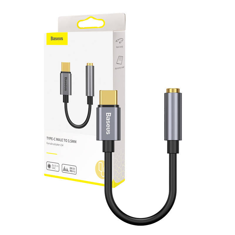 Baseus L54 adapter for USB-C headphones / mini jack 3.5mm DAC 24 bit 48 KHz - gray_1