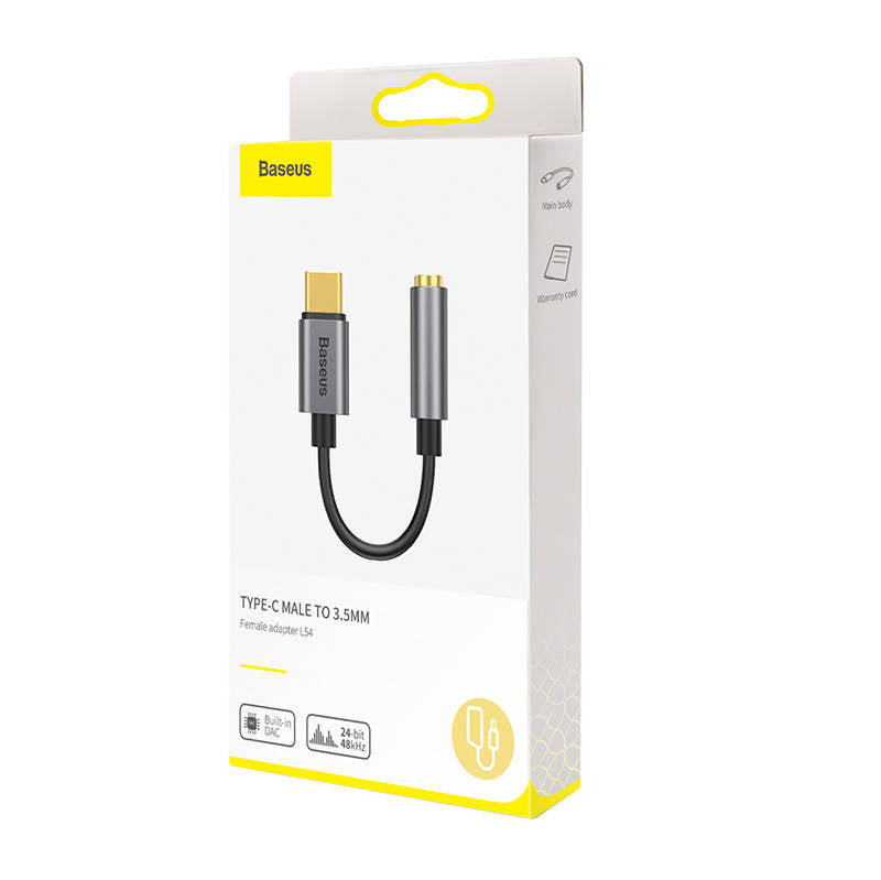 Baseus L54 adapter for USB-C headphones / mini jack 3.5mm DAC 24 bit 48 KHz - gray_11