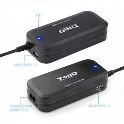 Cargador de Portátil TooQ TQLC-90BS02AT/ 90W/ Automático/ 12 Conectores/ Voltaje 12-20V/ 1 USB_3