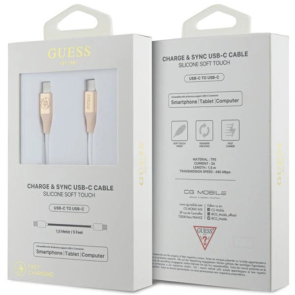 Guess Ebossed Logo USB-C / USB-C Cable 1.5m Fast Charging - Gold_1