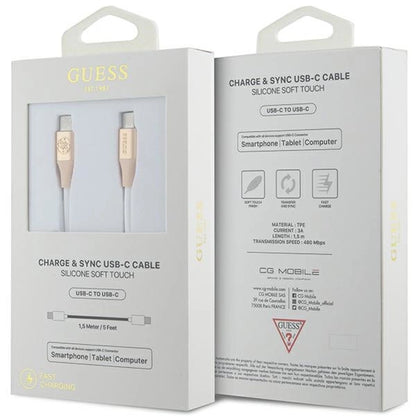 Guess Ebossed Logo USB-C / USB-C Cable 1.5m Fast Charging - Gold_1