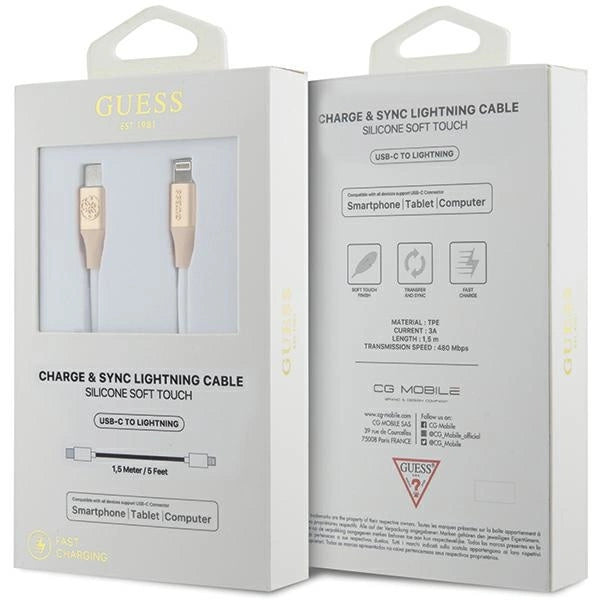 Guess Ebossed Logo USB-C / Lightning cable 1.5m fast charging - gold_1