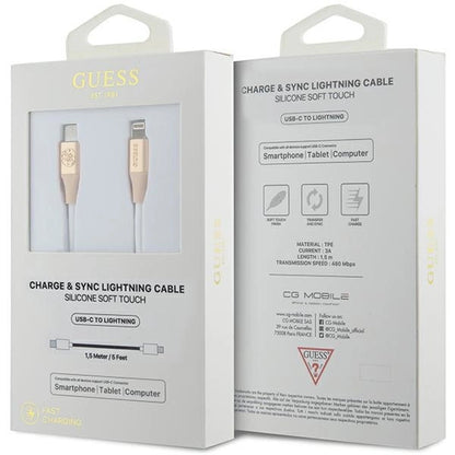 Guess Ebossed Logo USB-C / Lightning cable 1.5m fast charging - gold_1