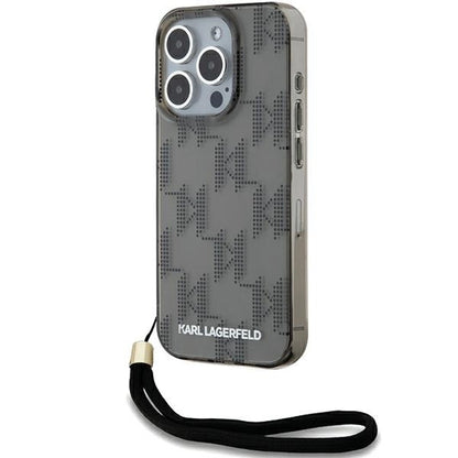 Karl Lagerfeld IML Mono KL Pattern &amp; Cord case for iPhone 15 Pro - black_0