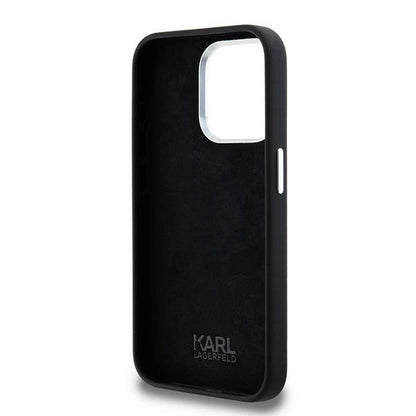 Karl Lagerfeld Silicone Metal Script Logo case for iPhone 15 Pro - black_6