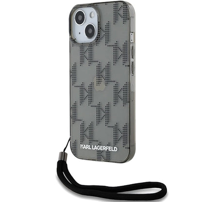 Karl Lagerfeld IML Mono KL Pattern &amp; Cord case for iPhone 15 / 14 / 13 - black_0