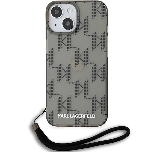 Karl Lagerfeld IML Mono KL Pattern &amp; Cord case for iPhone 15 / 14 / 13 - black_1