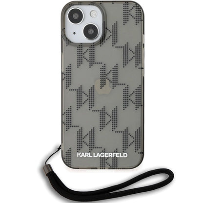 Karl Lagerfeld IML Mono KL Pattern &amp; Cord case for iPhone 15 / 14 / 13 - black_1