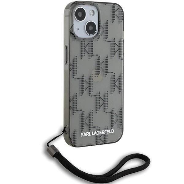 Karl Lagerfeld IML Mono KL Pattern &amp; Cord case for iPhone 15 / 14 / 13 - black_2