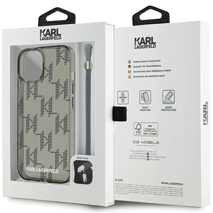 Karl Lagerfeld IML Mono KL Pattern &amp; Cord case for iPhone 15 / 14 / 13 - black_6
