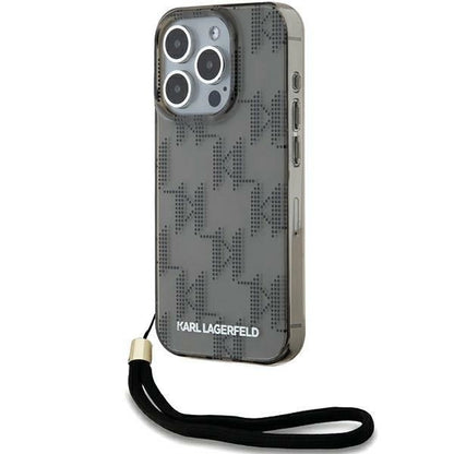 Karl Lagerfeld IML Mono KL Pattern &amp; Cord case for iPhone 15 Pro Max - black_0