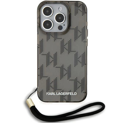 Karl Lagerfeld IML Mono KL Pattern &amp; Cord case for iPhone 15 Pro Max - black_1