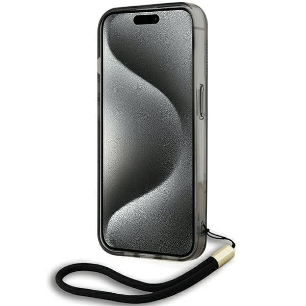 Karl Lagerfeld IML Mono KL Pattern &amp; Cord case for iPhone 15 Pro Max - black_3