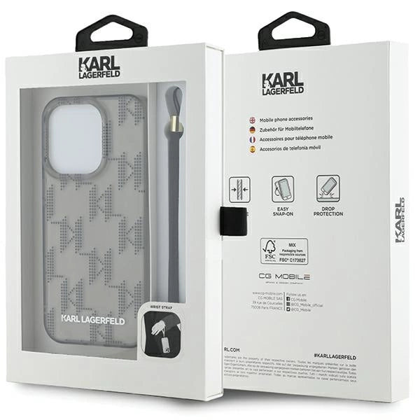 Karl Lagerfeld IML Mono KL Pattern &amp; Cord case for iPhone 15 Pro Max - black_6