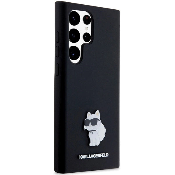 Karl Lagerfeld Silicone Choupette Metal Pin case for Samsung Galaxy S24 Ultra - black_3