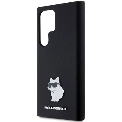 Karl Lagerfeld Silicone Choupette Metal Pin case for Samsung Galaxy S24 Ultra - black_5
