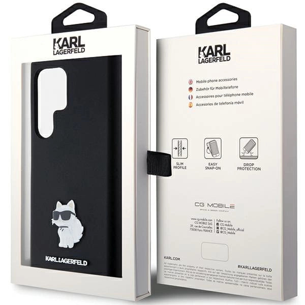 Karl Lagerfeld Silicone Choupette Metal Pin case for Samsung Galaxy S24 Ultra - black_7