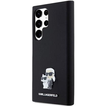 Karl Lagerfeld Silicone Karl&amp;Choupette Metal Pin case for Samsung Galaxy S24 Ultra - black_1