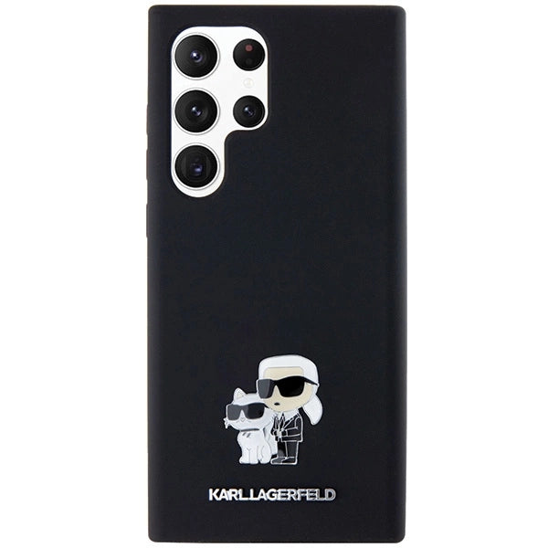 Karl Lagerfeld Silicone Karl&amp;Choupette Metal Pin case for Samsung Galaxy S24 Ultra - black_2