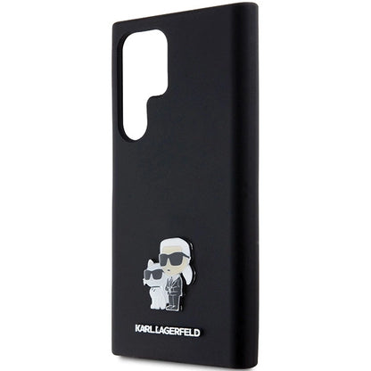 Karl Lagerfeld Silicone Karl&amp;Choupette Metal Pin case for Samsung Galaxy S24 Ultra - black_5