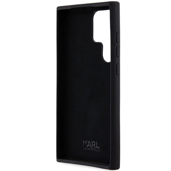 Karl Lagerfeld Silicone Karl&amp;Choupette Metal Pin case for Samsung Galaxy S24 Ultra - black_6