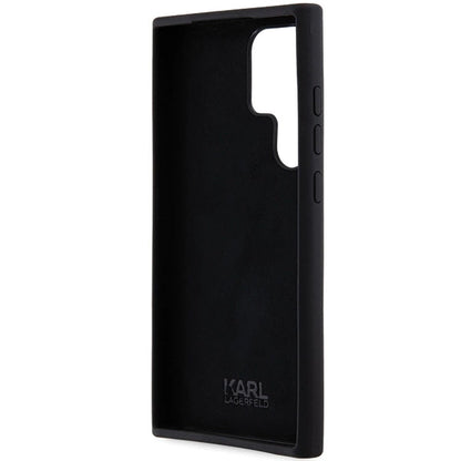 Karl Lagerfeld Silicone Karl&amp;Choupette Metal Pin case for Samsung Galaxy S24 Ultra - black_6