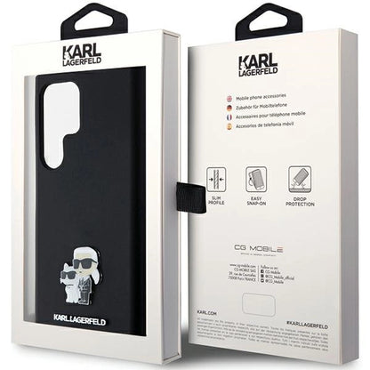 Karl Lagerfeld Silicone Karl&amp;Choupette Metal Pin case for Samsung Galaxy S24 Ultra - black_7