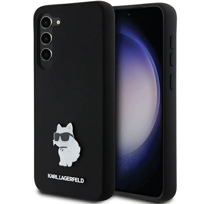 Karl Lagerfeld Silicone Choupette Metal Pin case for Samsung Galaxy S24+ - black_0