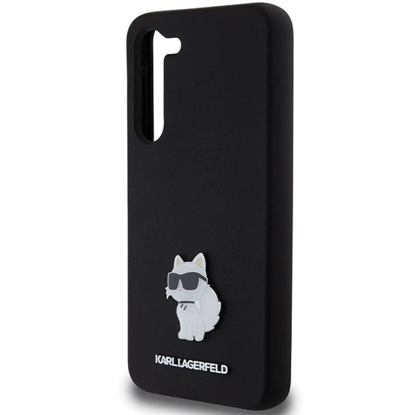 Karl Lagerfeld Silicone Choupette Metal Pin case for Samsung Galaxy S24+ - black_5