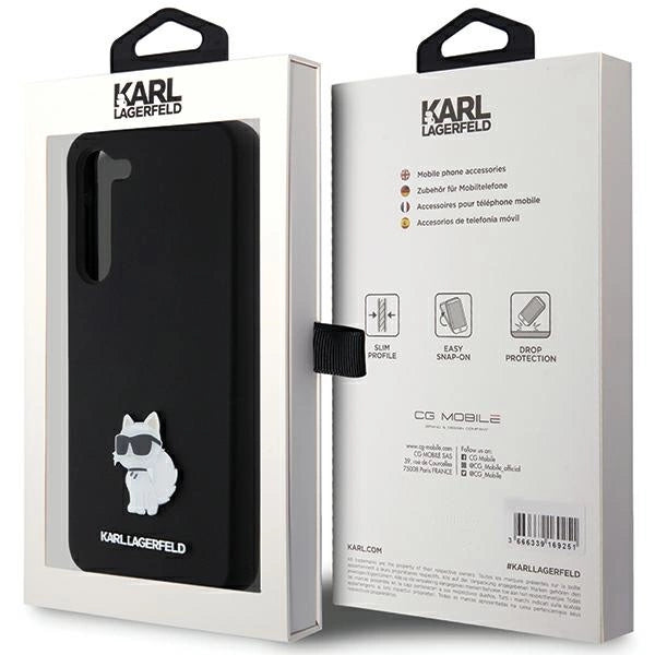 Karl Lagerfeld Silicone Choupette Metal Pin case for Samsung Galaxy S24+ - black_7