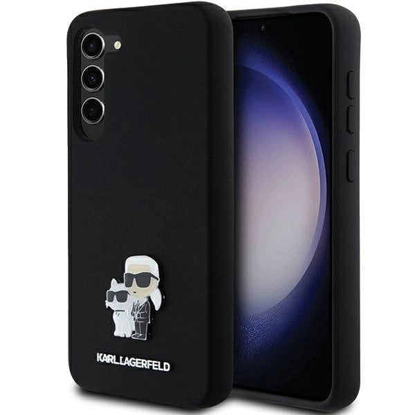 Karl Lagerfeld Silicone Karl&amp;Choupette Metal Pin case for Samsung Galaxy S24+ - black_0
