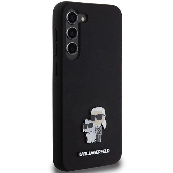 Karl Lagerfeld Silicone Karl&amp;Choupette Metal Pin case for Samsung Galaxy S24+ - black_3