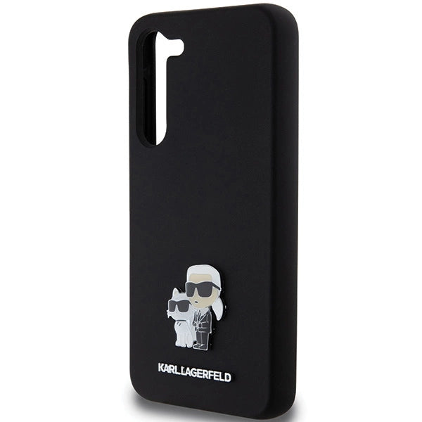 Karl Lagerfeld Silicone Karl&amp;Choupette Metal Pin case for Samsung Galaxy S24+ - black_5