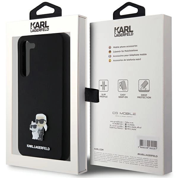 Karl Lagerfeld Silicone Karl&amp;Choupette Metal Pin case for Samsung Galaxy S24+ - black_7