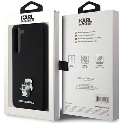 Karl Lagerfeld Silicone Karl&amp;Choupette Metal Pin case for Samsung Galaxy S24+ - black_7