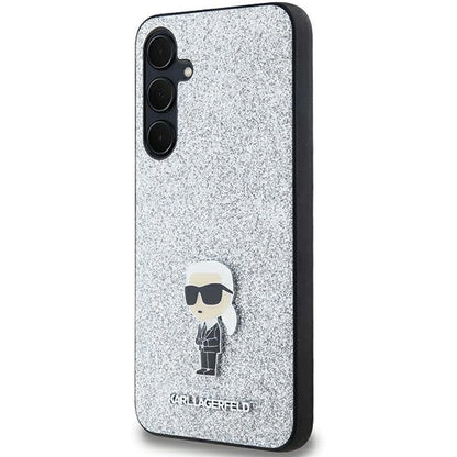 Karl Lagerfeld Fixed Glitter Ikonik Logo Metal Pin case for Samsung Galaxy A35 - silver_1