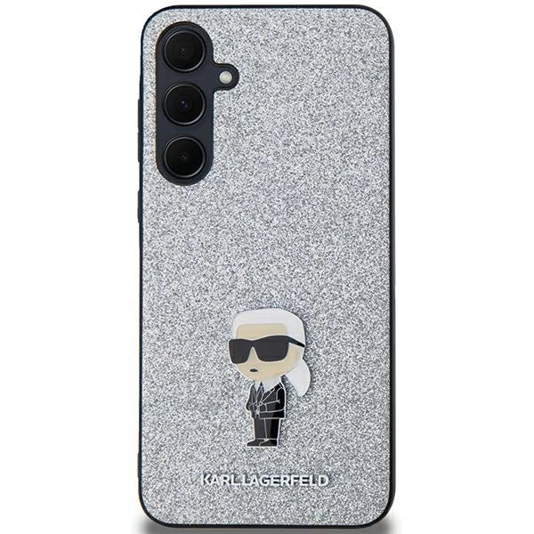Karl Lagerfeld Fixed Glitter Ikonik Logo Metal Pin case for Samsung Galaxy A35 - silver_2