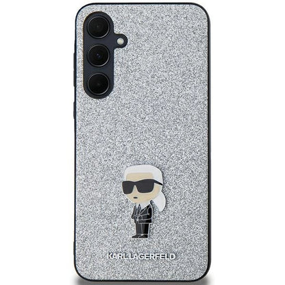 Karl Lagerfeld Fixed Glitter Ikonik Logo Metal Pin case for Samsung Galaxy A35 - silver_2
