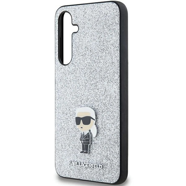 Karl Lagerfeld Fixed Glitter Ikonik Logo Metal Pin case for Samsung Galaxy A35 - silver_5