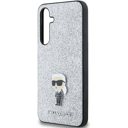 Karl Lagerfeld Fixed Glitter Ikonik Logo Metal Pin case for Samsung Galaxy A35 - silver_5