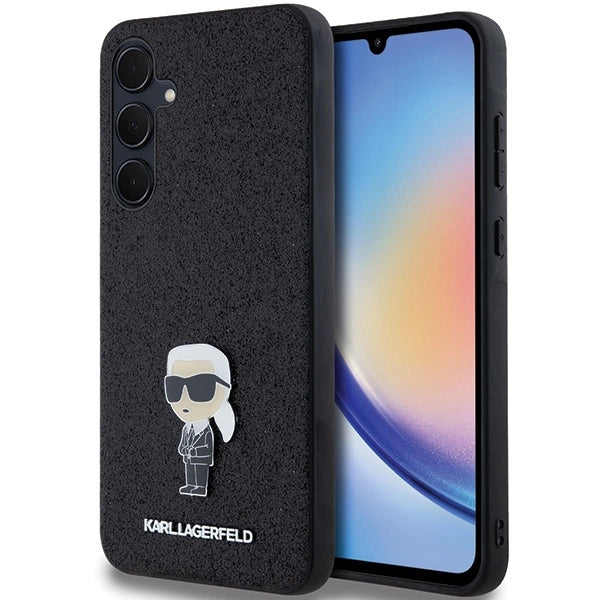 Karl Lagerfeld Fixed Glitter Ikonik Logo Metal Pin case for Samsung Galaxy A35 - black_0