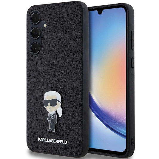 Karl Lagerfeld Fixed Glitter Ikonik Logo Metal Pin case for Samsung Galaxy A35 - black_0