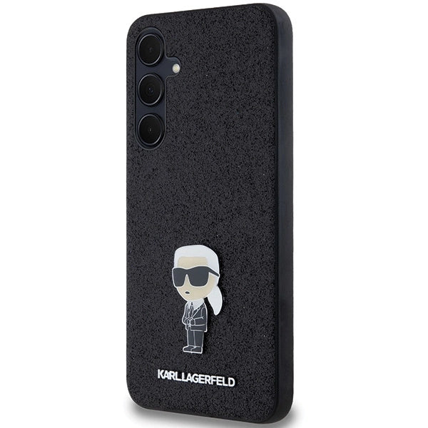 Karl Lagerfeld Fixed Glitter Ikonik Logo Metal Pin case for Samsung Galaxy A35 - black_1