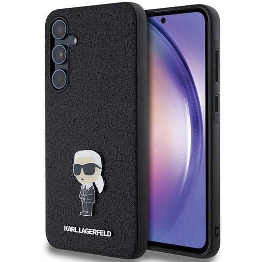 Karl Lagerfeld Fixed Glitter Ikonik Logo Metal Pin case for Samsung Galaxy A55 - black_0
