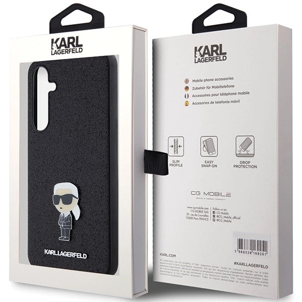Karl Lagerfeld Fixed Glitter Ikonik Logo Metal Pin case for Samsung Galaxy A55 - black_7
