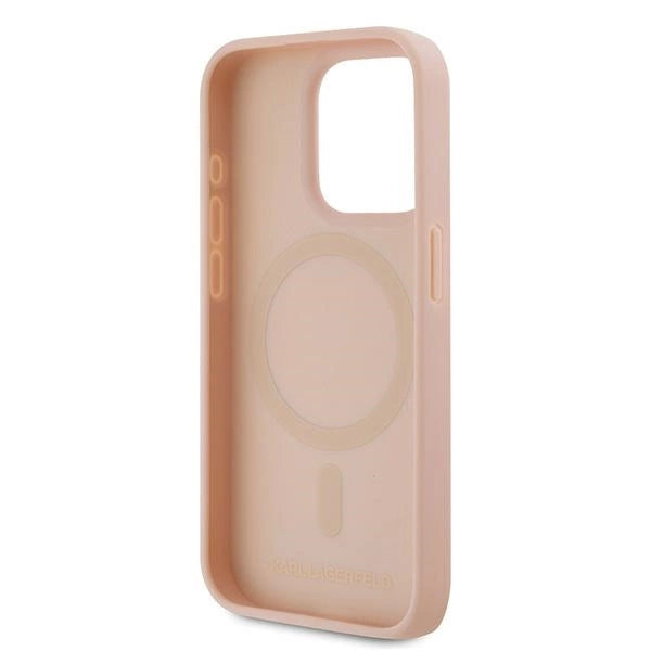 Karl Lagerfeld Leather Monogram Metal Logo case for iPhone 15 Pro - pink_6